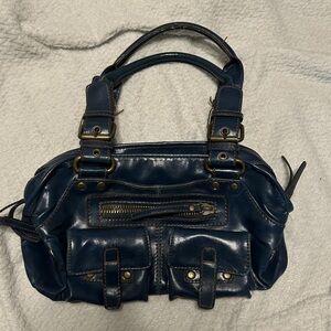 Aldo Dark Blue Shoulder Bag with Pockets
